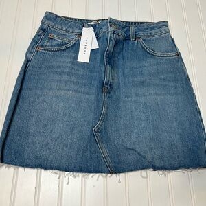 Topshop Women’s Denim Jean Raw Hem Mini Skirt Blue US 8 NEW. 343